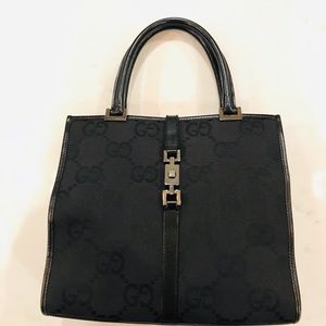 Gucci Jackie O GG monogram canvas handbag in black